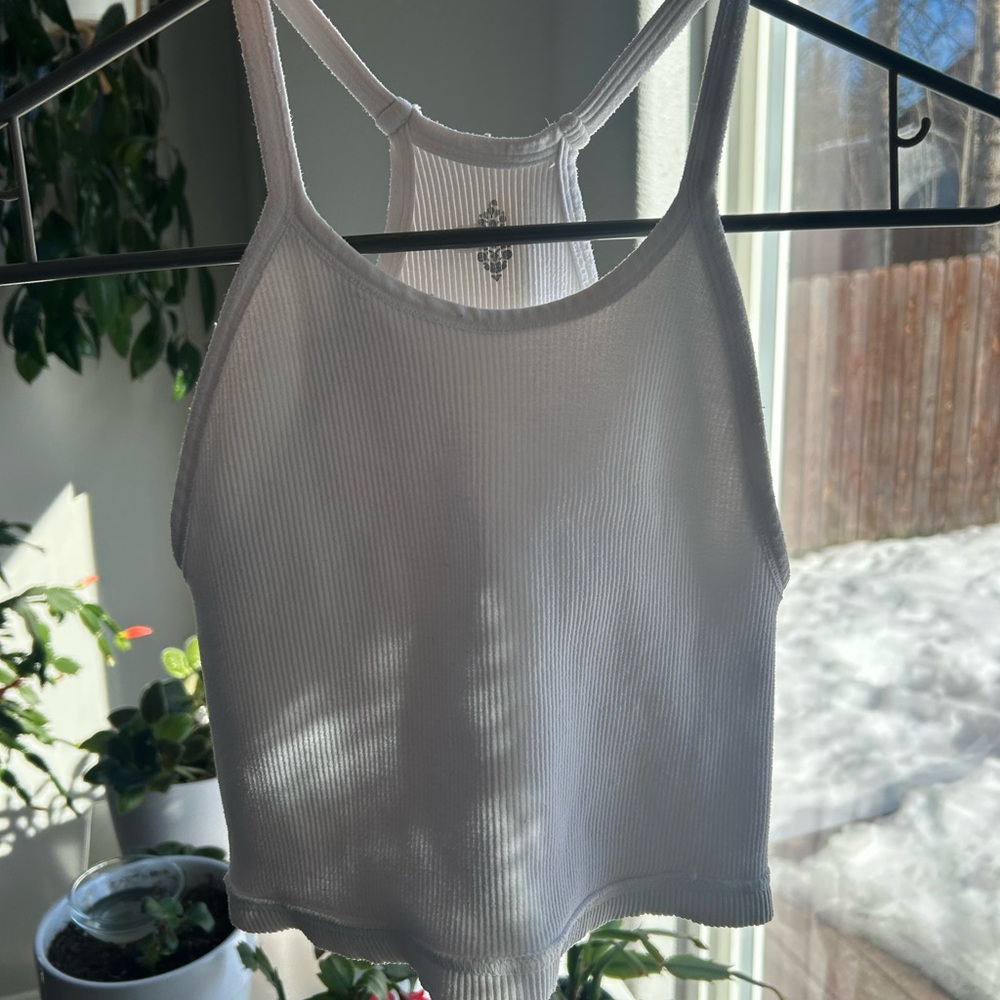 White Ribbed Tank Top FP Movement